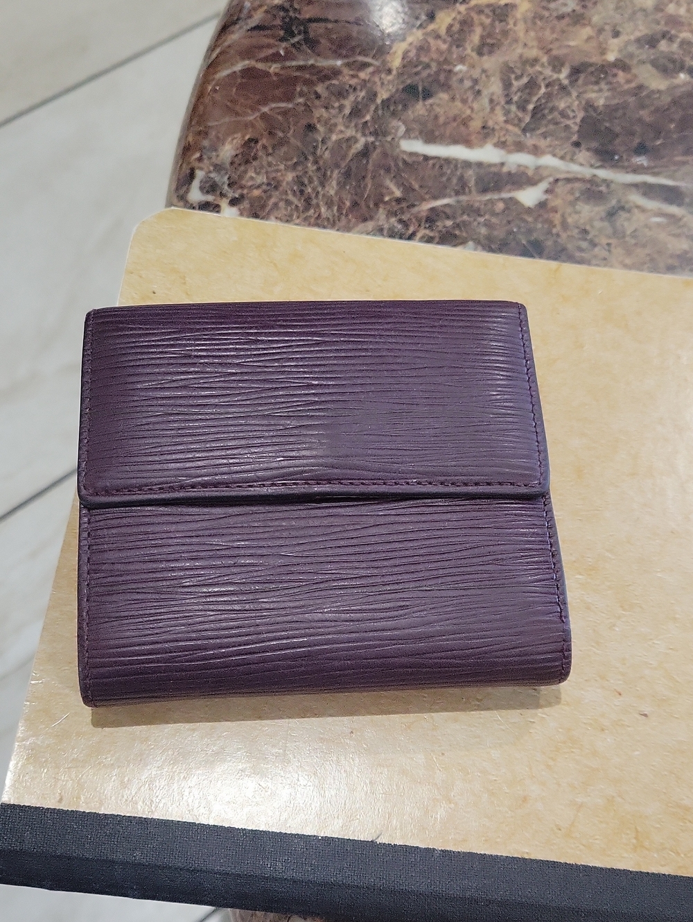 Louis Vuitton Epi Textured Trifold Wallet in Cassis(plum)